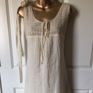 Tulle scoop ivory cotton dress size Large midi